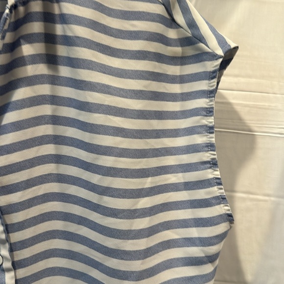 EVERLY, cap sleeve blouse, blue stripe, Sz M - Picture 5 of 5